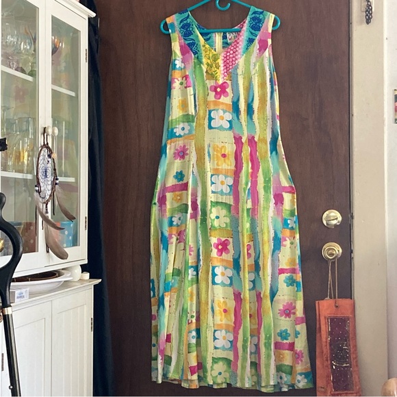 Jams World Yellow Green Sleeveless Maxi Sundress - Picture 2 of 3
